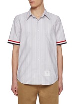 【THOM BROWNE】RWB POCKET TRIMMING SHORT SLEEVE T SHIRT Thom Browne RWB Stripe Short Sleeve T-Shirt Navy at