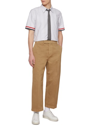 Figure View - Click To Enlarge - THOM BROWNE - RWB Piping Sleeve Cotton Oxford Shirt