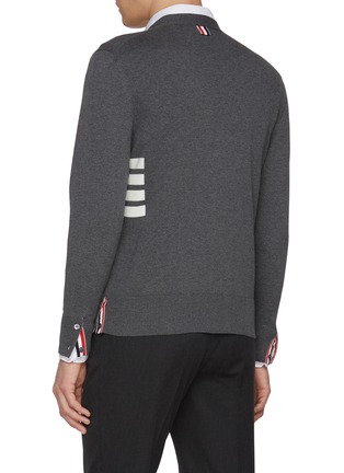 Back View - Click To Enlarge - THOM BROWNE - Four Bar Cotton Cardigan