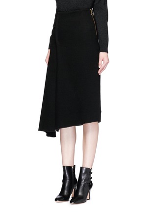 Front View - Click To Enlarge - MO&CO. EDITION 10 - Mock wrap woven wool skirt