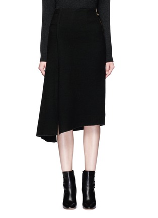 Main View - Click To Enlarge - MO&CO. EDITION 10 - Mock wrap woven wool skirt
