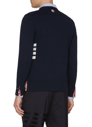 Back View - Click To Enlarge - THOM BROWNE - Four Bar Cotton Cardigan