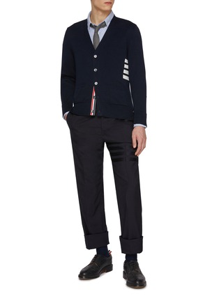 Figure View - Click To Enlarge - THOM BROWNE - Four Bar Cotton Cardigan