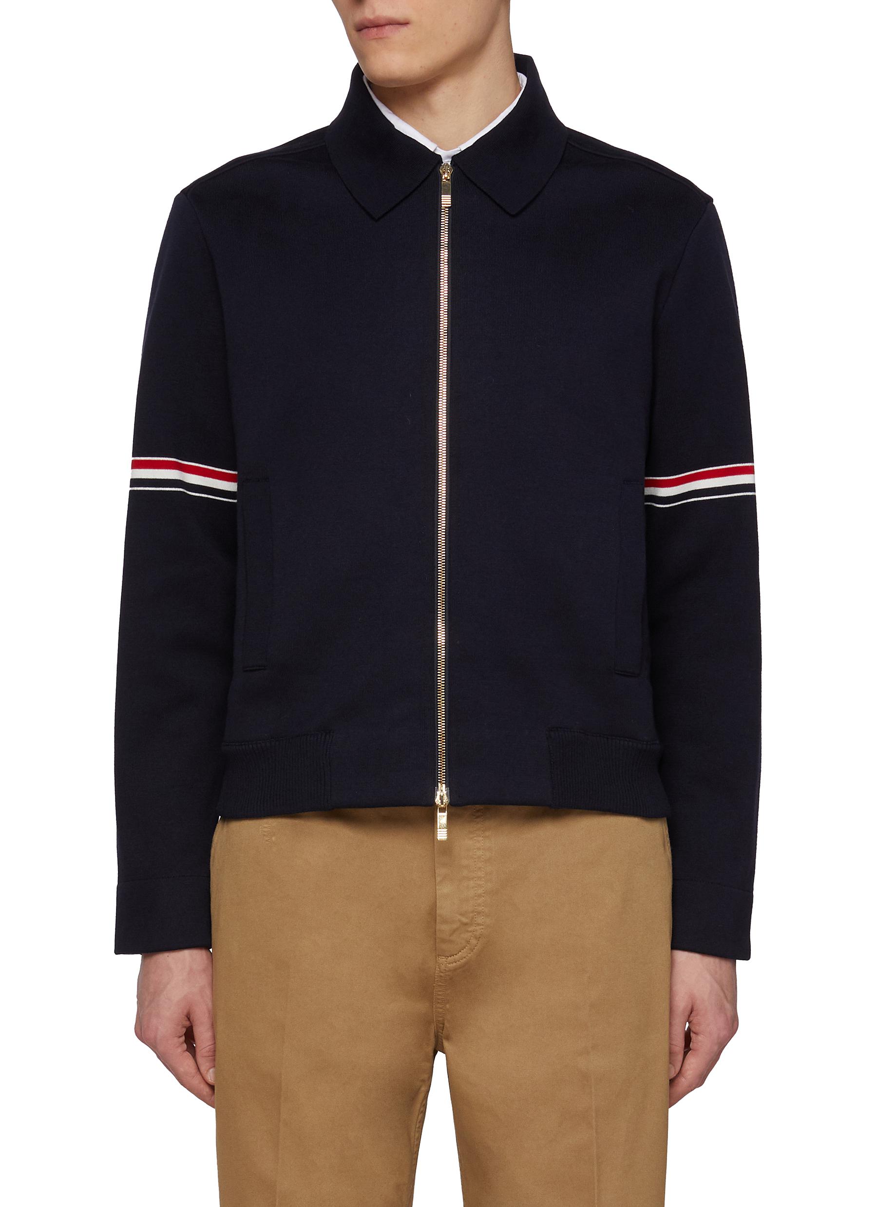 THOM BROWNE | RWB Armband Zip Up Cotton Blend Jacket | Men