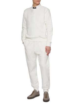 Figure View - Click To Enlarge - THOM BROWNE - Tonal Four Bar Cotton Sweatpants