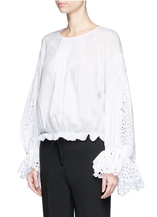 Front View - Click To Enlarge - CHLOÉ - Pineapple broderie anglaise bell sleeve blouse