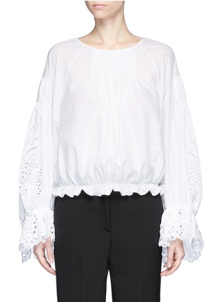 Main View - Click To Enlarge - CHLOÉ - Pineapple broderie anglaise bell sleeve blouse