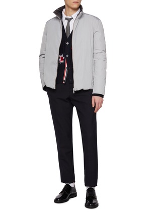 Figure View - Click To Enlarge - THOM BROWNE - Patchwork Cable Knit Virgin Wool Cardigan