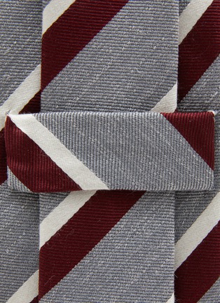 Detail View - Click To Enlarge - STEFANOBIGI MILANO - Pin Striped Silk Linen Tie