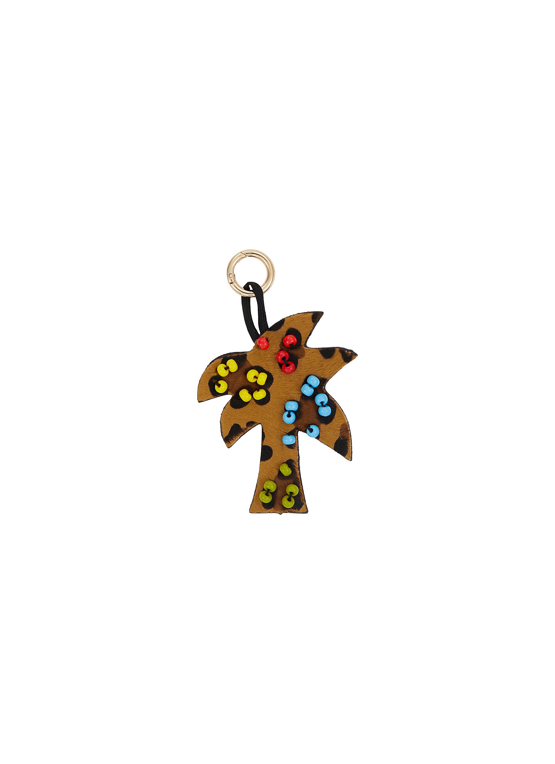 Palmitos Leopard Suede Beaded Keychain