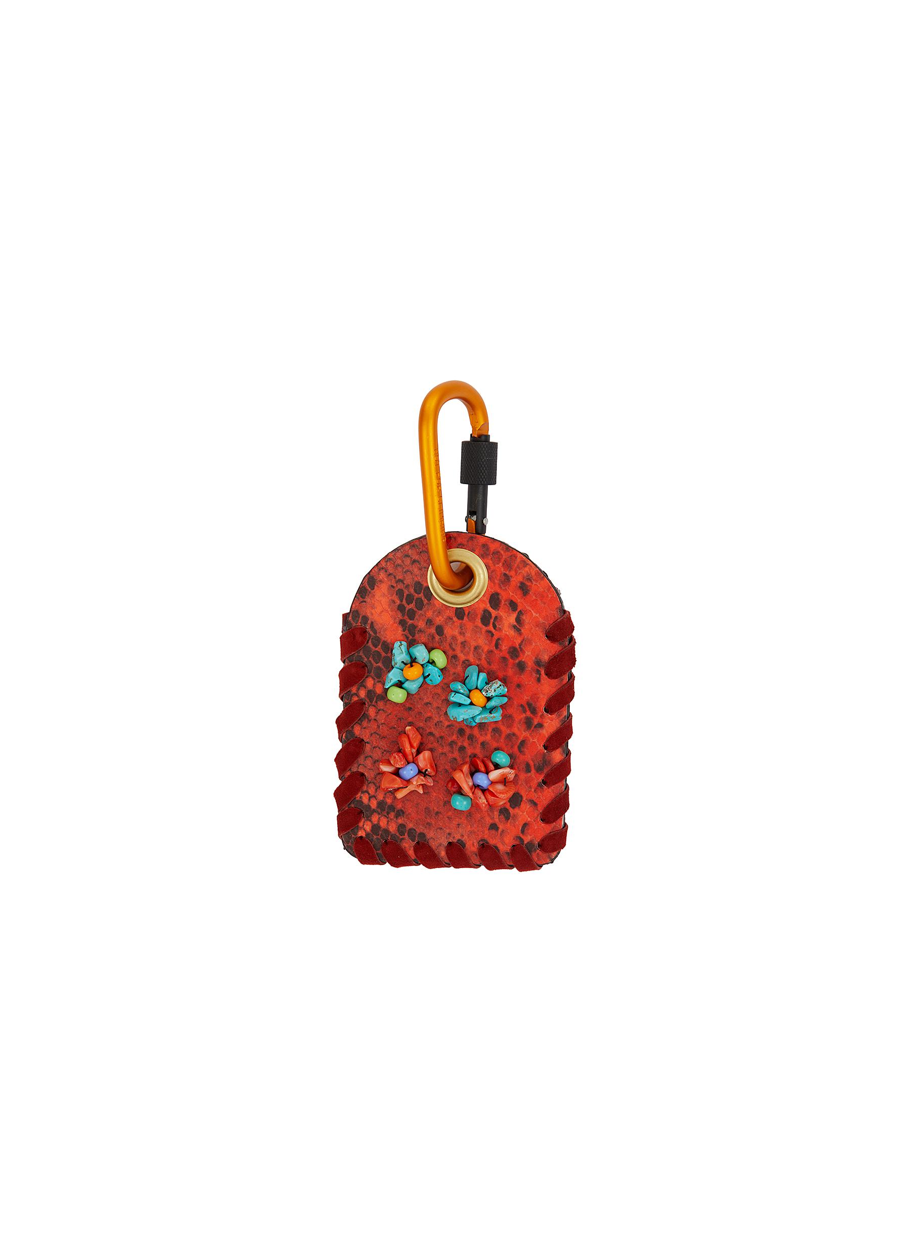 Gea Python Leather Beaded Keychain