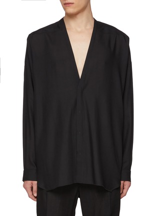 Main View - Click To Enlarge - RICK OWENS  - Larry Wool Gauze Lido Shirt