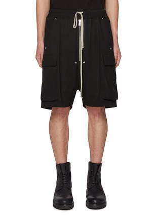 Main View - Click To Enlarge - RICK OWENS  - Bela Elasticated Drawstring Wool Shorts