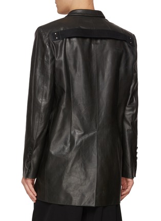 Back View - Click To Enlarge - RICK OWENS  - Lido Single Breasted Panelled Leather Blazer