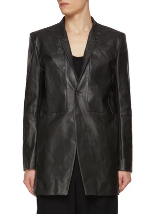 Main View - Click To Enlarge - RICK OWENS  - Lido Single Breasted Panelled Leather Blazer