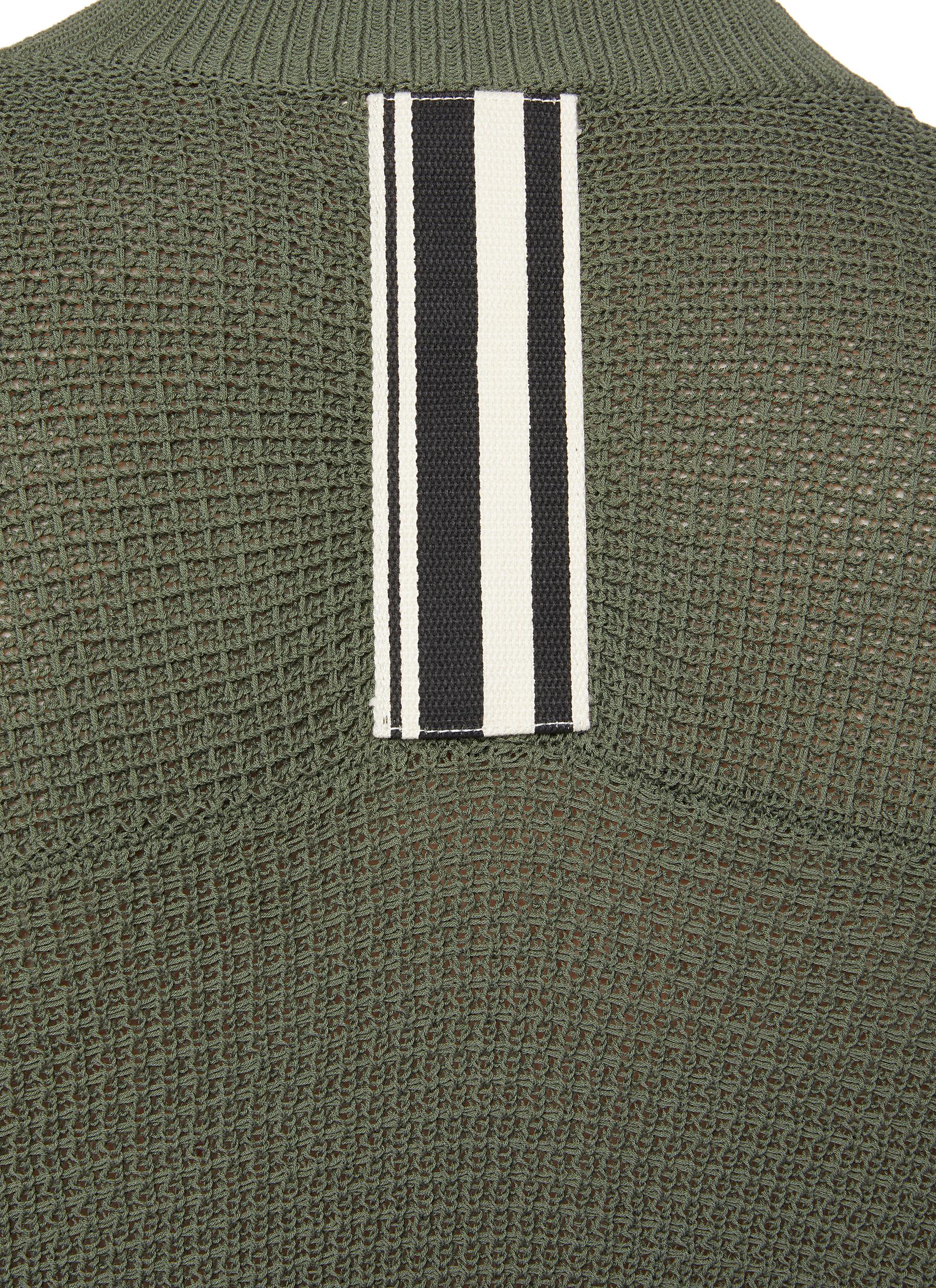 Intarsia Waffle Cotton Sweater - Thumbnail 4