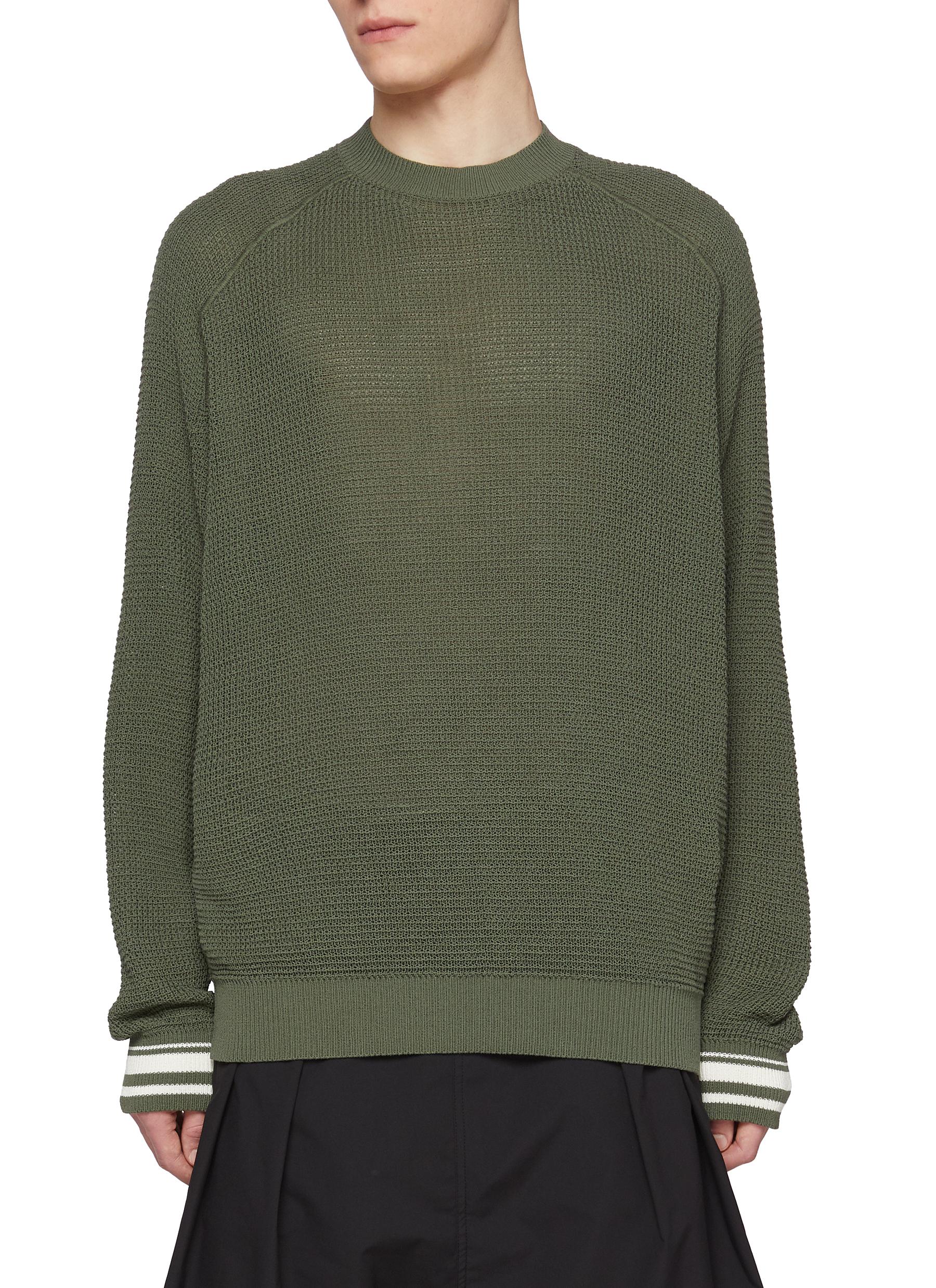 Intarsia Waffle Cotton Sweater