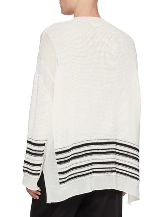 Back View - Click To Enlarge - MORDECAI - Panelled Stripe Hem Cotton Sweater