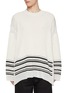 Main View - Click To Enlarge - MORDECAI - Panelled Stripe Hem Cotton Sweater