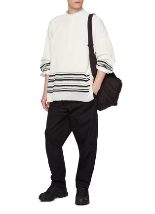 Figure View - Click To Enlarge - MORDECAI - Panelled Stripe Hem Cotton Sweater