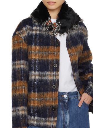 Figure View - Click To Enlarge - LANE'S - Swann Mink Fur Mix Feathers Triangle Scarf