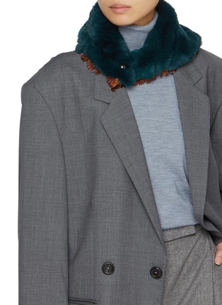 Figure View - Click To Enlarge - LANE'S - Swann Rex Rabbit Fur Pheasant Feathers Triangle Scarf