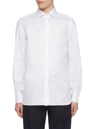 Main View - Click To Enlarge - LUIGI BORRELLI - NAPOLI - Spread Stiff Collar Cotton Shirt