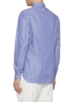 Back View - Click To Enlarge - LUIGI BORRELLI - NAPOLI - Spread Stiff Collar Stripes Cotton Shirt