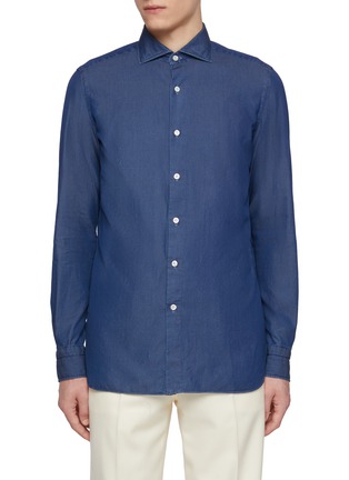 Main View - Click To Enlarge - LUIGI BORRELLI - NAPOLI - Rio Spread Collar Denim Shirt