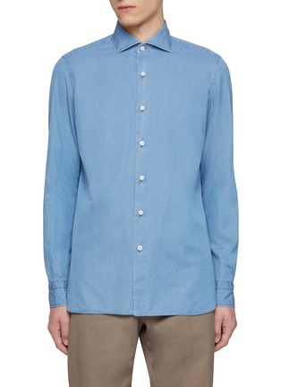 Main View - Click To Enlarge - LUIGI BORRELLI - NAPOLI - Rio Spread Collar Denim Shirt