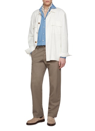 Figure View - Click To Enlarge - LUIGI BORRELLI - NAPOLI - Rio Spread Collar Denim Shirt