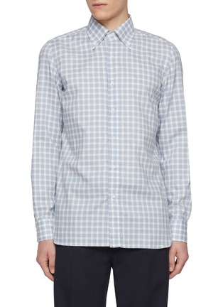 Main View - Click To Enlarge - LUIGI BORRELLI - NAPOLI - Button Down Collar Gable Check Cotton Shirt