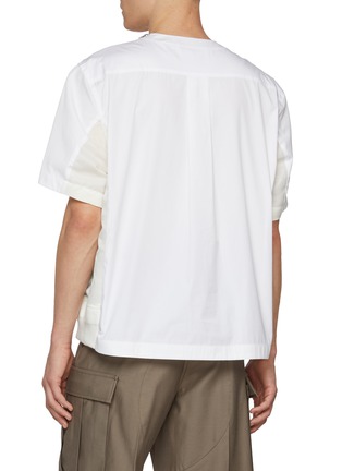 Back View - Click To Enlarge - SACAI - Hybrid Slit Pocket Cotton Poplin T-shirt