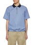 Main View - Click To Enlarge - SACAI - Contrast Collar Striped Cotton Polo Shirt