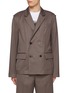 Main View - Click To Enlarge - SACAI - Pinstripe Pleated Double Breasted Wool Blazer