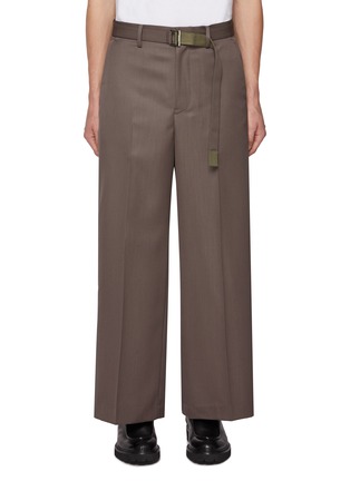 Main View - Click To Enlarge - SACAI - Pinstripe Belted Wide Leg Wool Pants