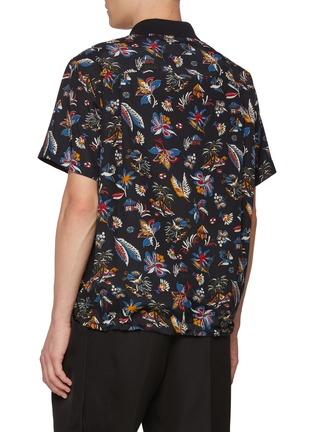 Back View - Click To Enlarge - SACAI - Tropical Car Race Print Zip Up Polo