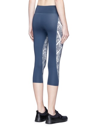 Back View - Click To Enlarge - 2XU - 'Pattern Mid-Rise Compression' performance 3/4 tights