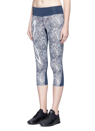 Front View - Click To Enlarge - 2XU - 'Pattern Mid-Rise Compression' performance 3/4 tights