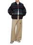 Figure View - Click To Enlarge - SACAI - Patterned Multi-Stripe Zip Up Cardigan