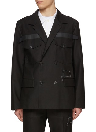 Main View - Click To Enlarge - SACAI - x WTAPS Square Stitching Double Breasted Cotton Blazer