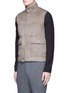 Front View - Click To Enlarge - EIDOS - Lambskin suede puffer rancher vest