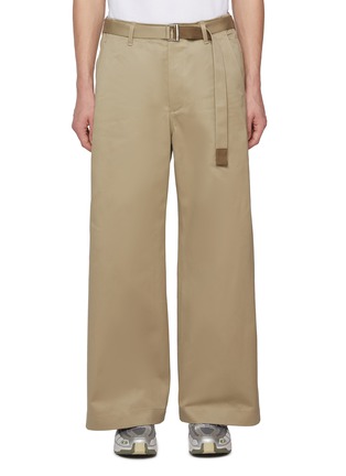 Main View - Click To Enlarge - SACAI - Belted Cotton Wide Leg Chino Pants