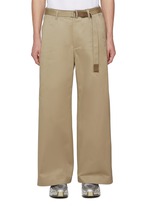 Sacai Belted Cotton-twill Wide-leg Cargo Pants - Neutrals