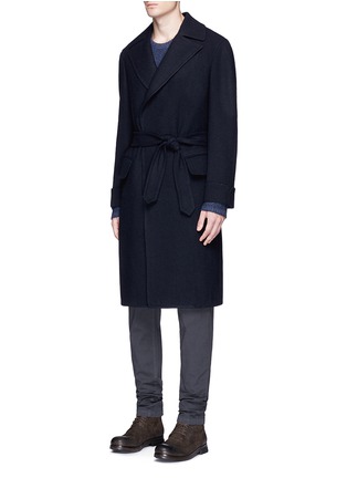 Front View - Click To Enlarge - EIDOS - Belted wool hopsack Ulster coat