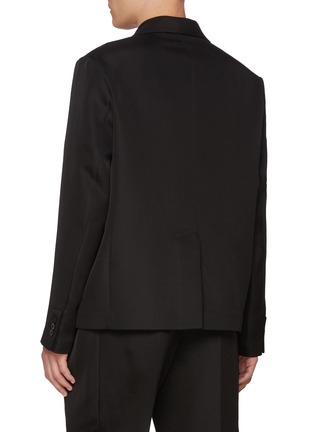 Back View - Click To Enlarge - SACAI - Shirt Collar Double Breasted Silk Cotton Blazer