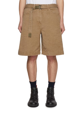 Main View - Click To Enlarge - SACAI - Belted Light Wash Denim Shorts