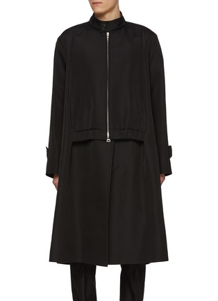 Main View - Click To Enlarge - SACAI - Neck Strap Layered Silk Cotton Coat