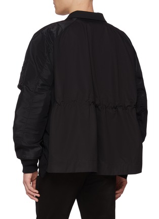 Back View - Click To Enlarge - SACAI - Elasticated Waist Hybrid Suiting Bomber Jacket