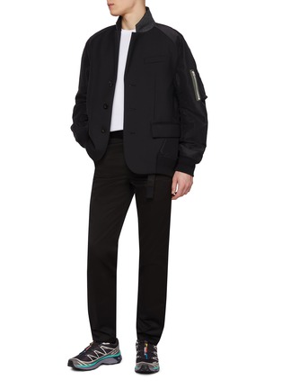 Figure View - Click To Enlarge - SACAI - Elasticated Waist Hybrid Suiting Bomber Jacket